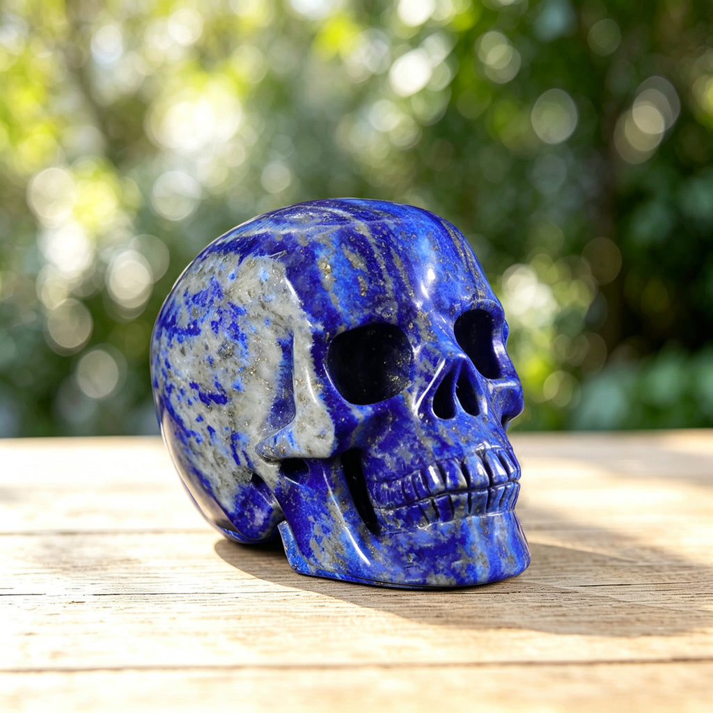 2.2" Lapis Lazuli Human Skull Carving  #SKH22018