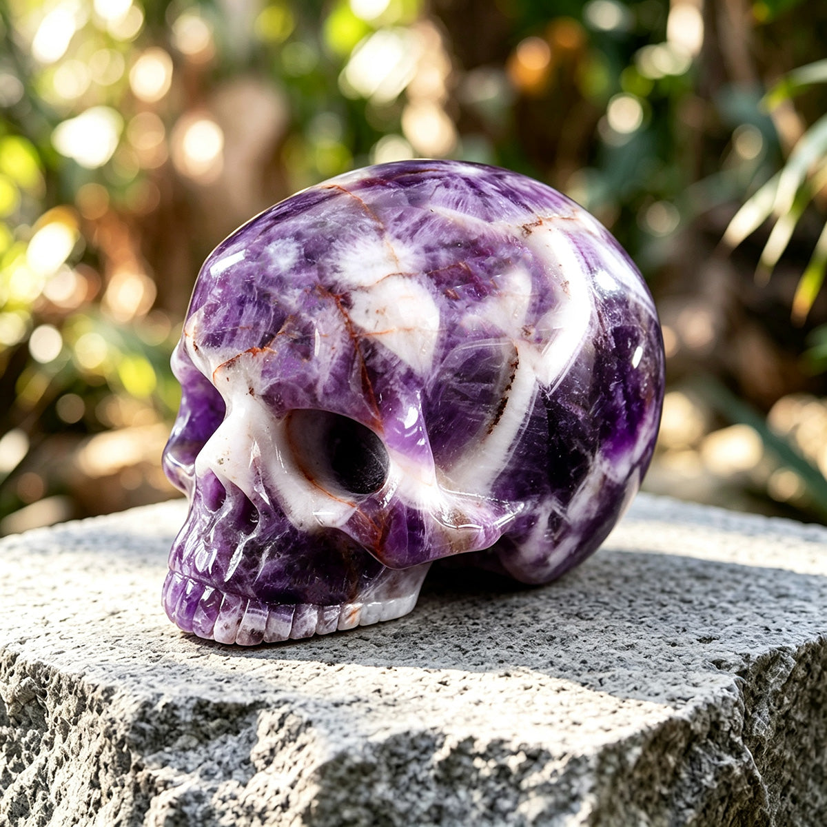 3.0" Chevron Amethyst Jawless skull Carving  #CSC0013