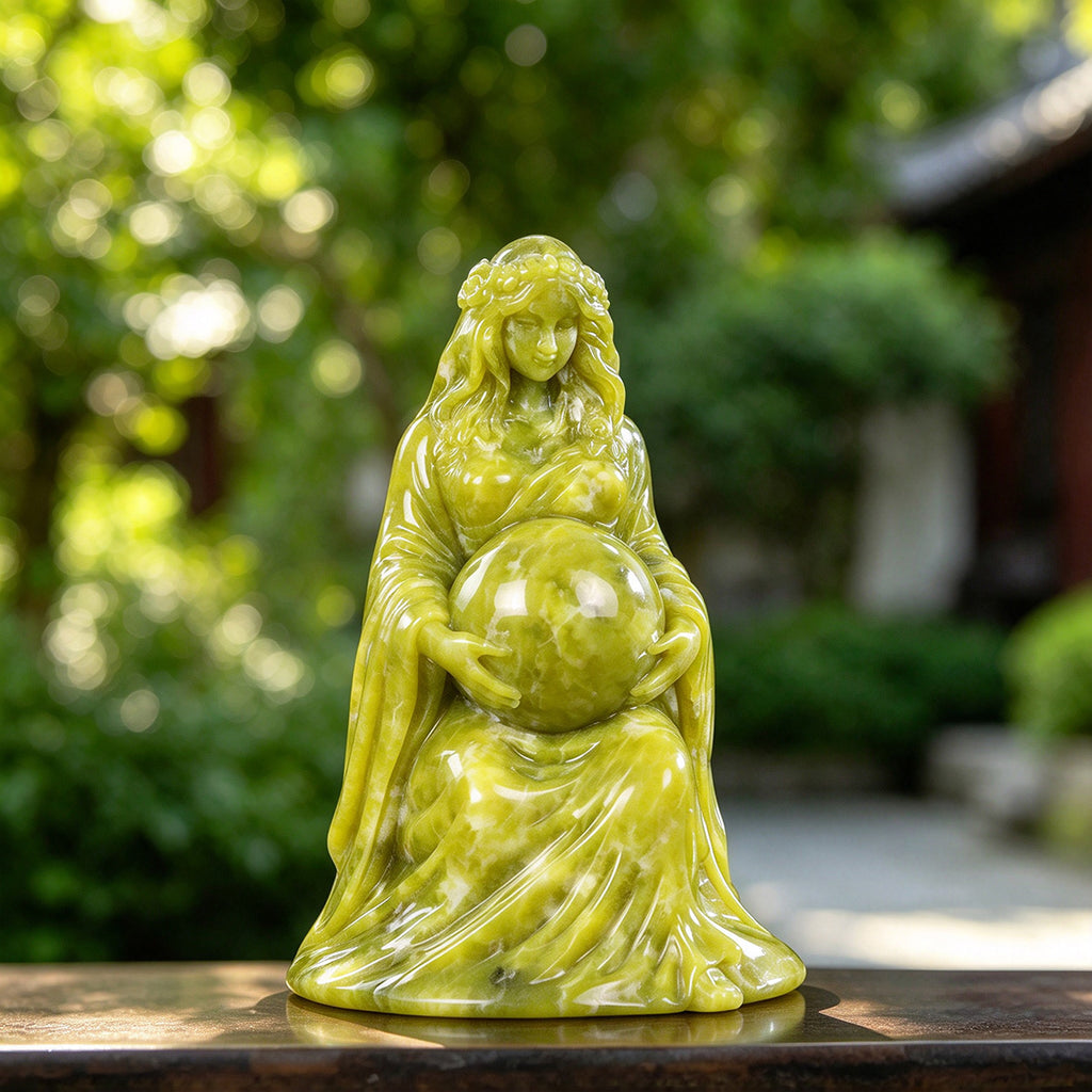3.0" Xiuyan Jade Mother Earth Carving  #CTC0067