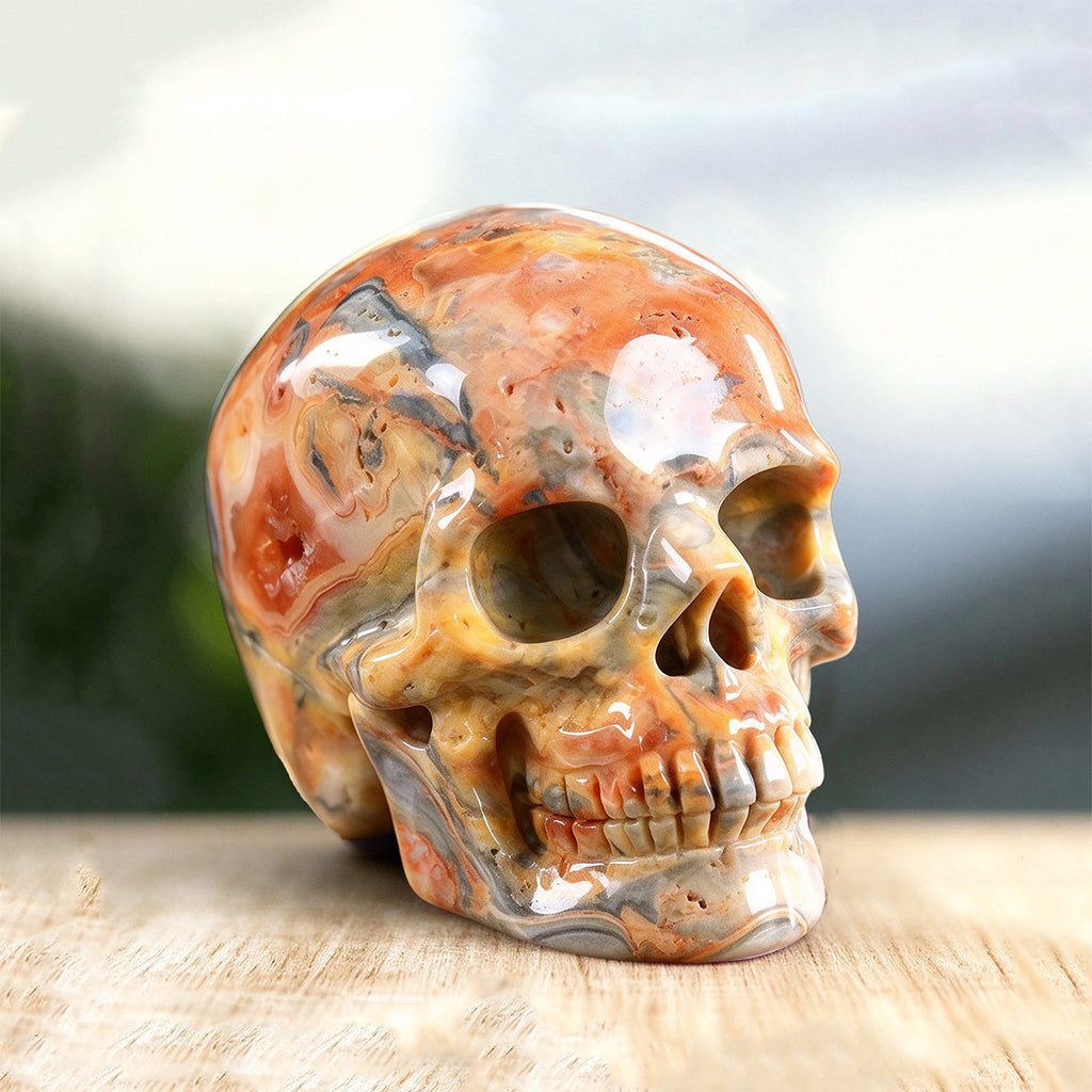 3.0" Crazy Agate Crystal Skull Carving  #SKH30107
