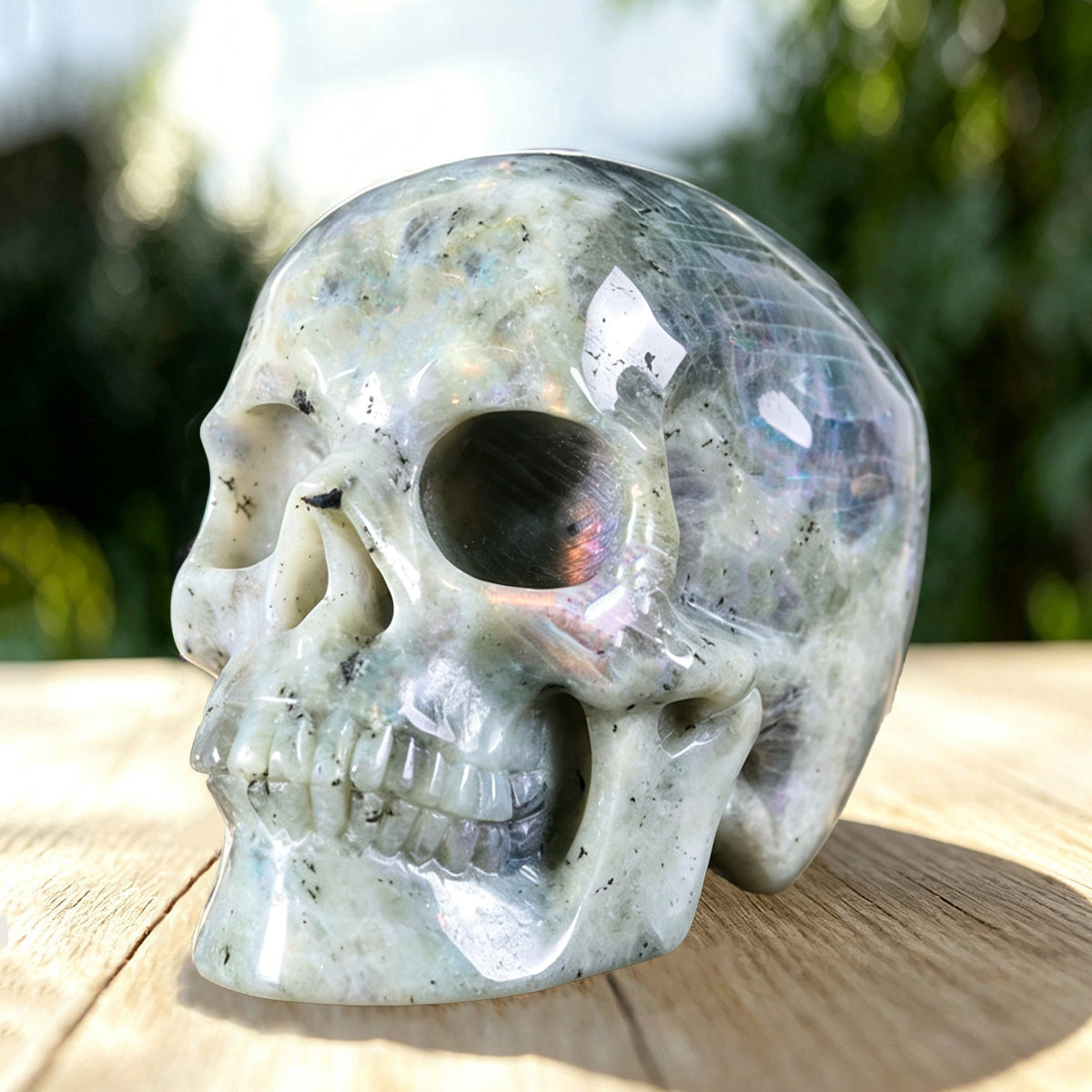 4.5" White Labradorite Crystal Skull Carving  #SKH45010
