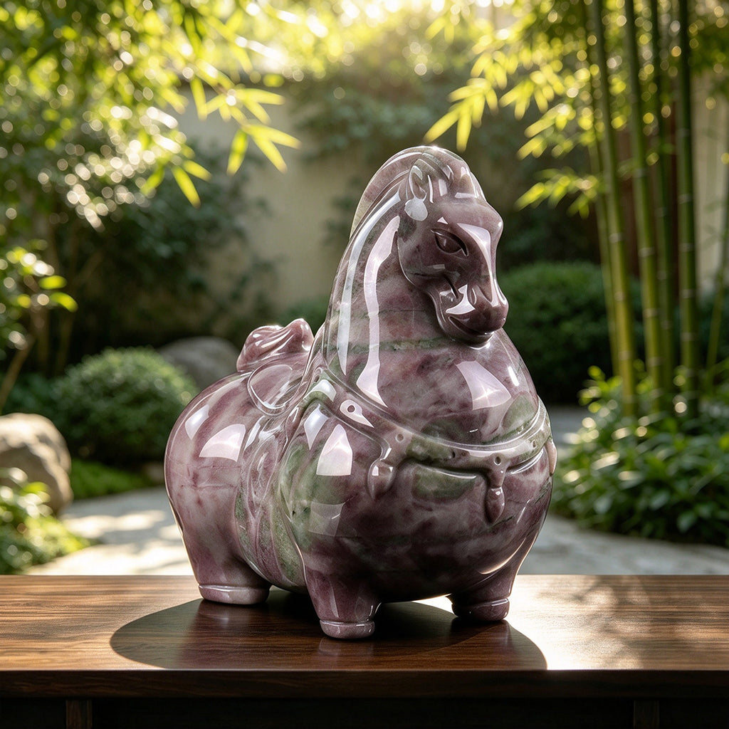 3.0" Jiulong Jade Tang Horse Carving  #CHA0024