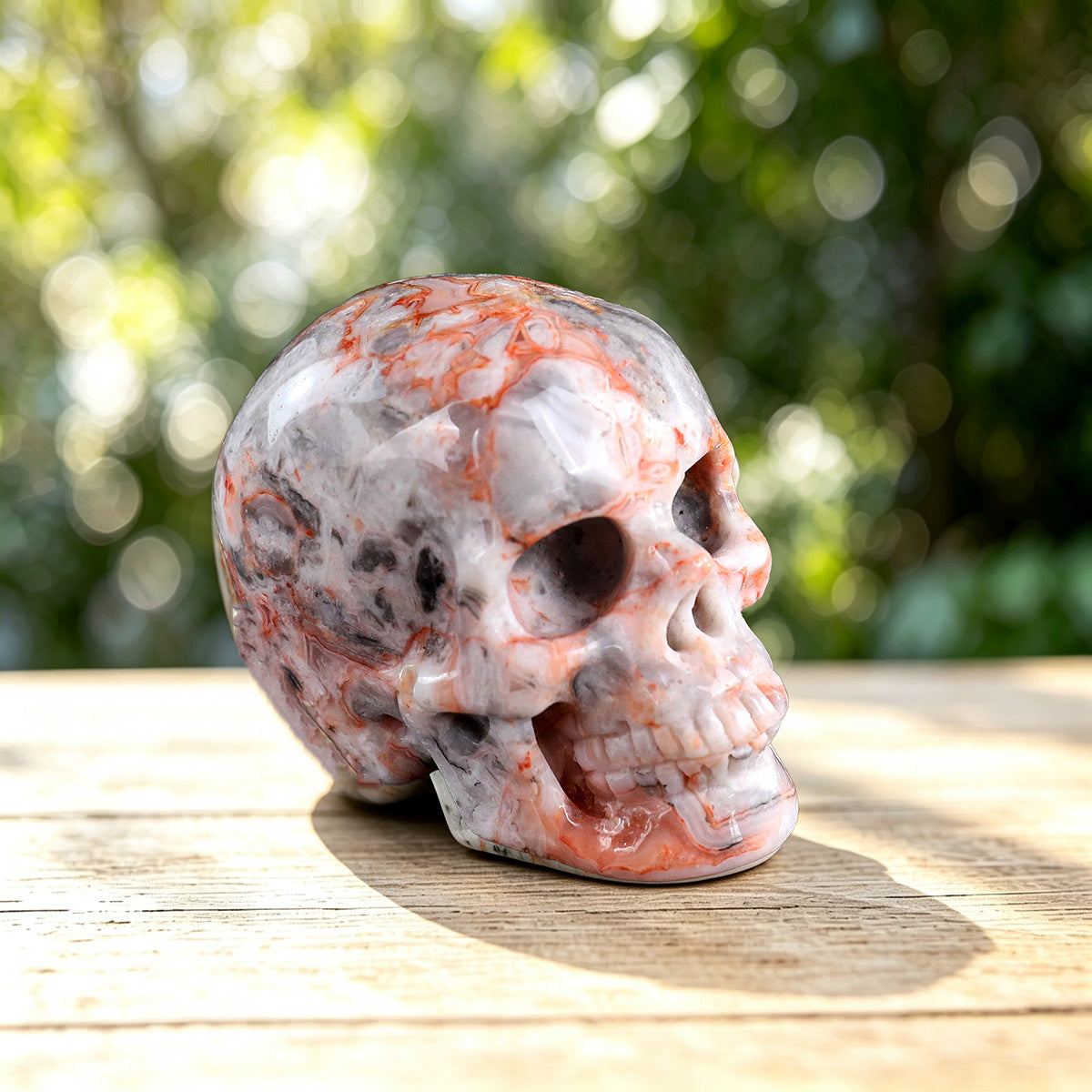 2.2" Crazy Agate Crystal Skull Carving  #SKHCA2201