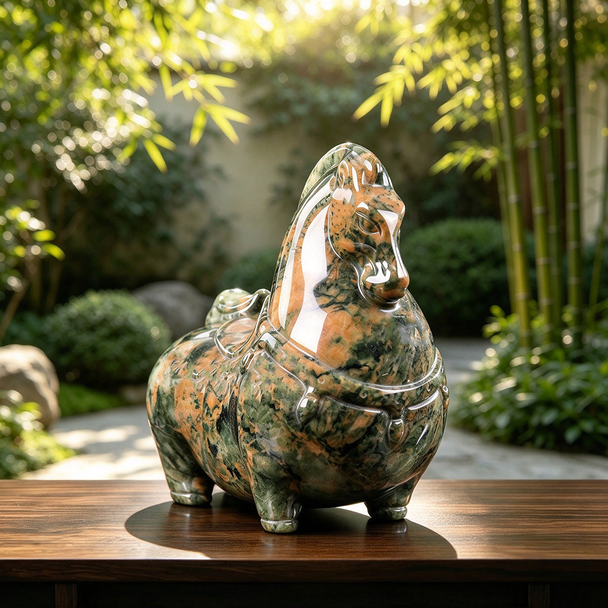2.7" Jiulong Jade Tang Horse Carving  #CHA0027