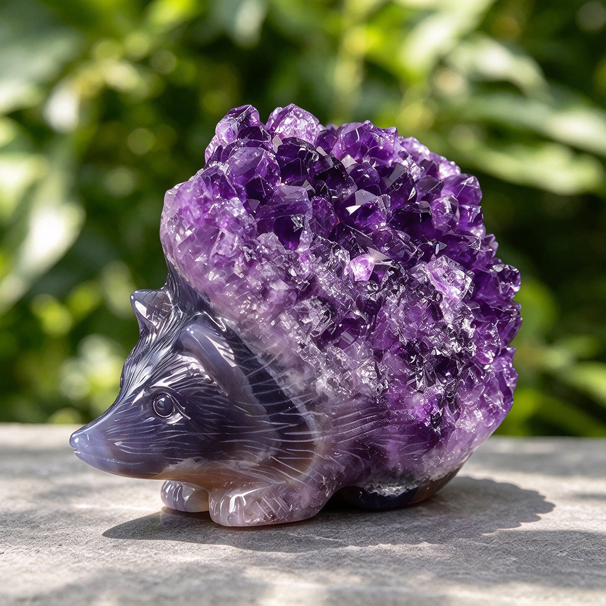3.0"Amethyst Cluster Hedgehog Carving  #GDC0025