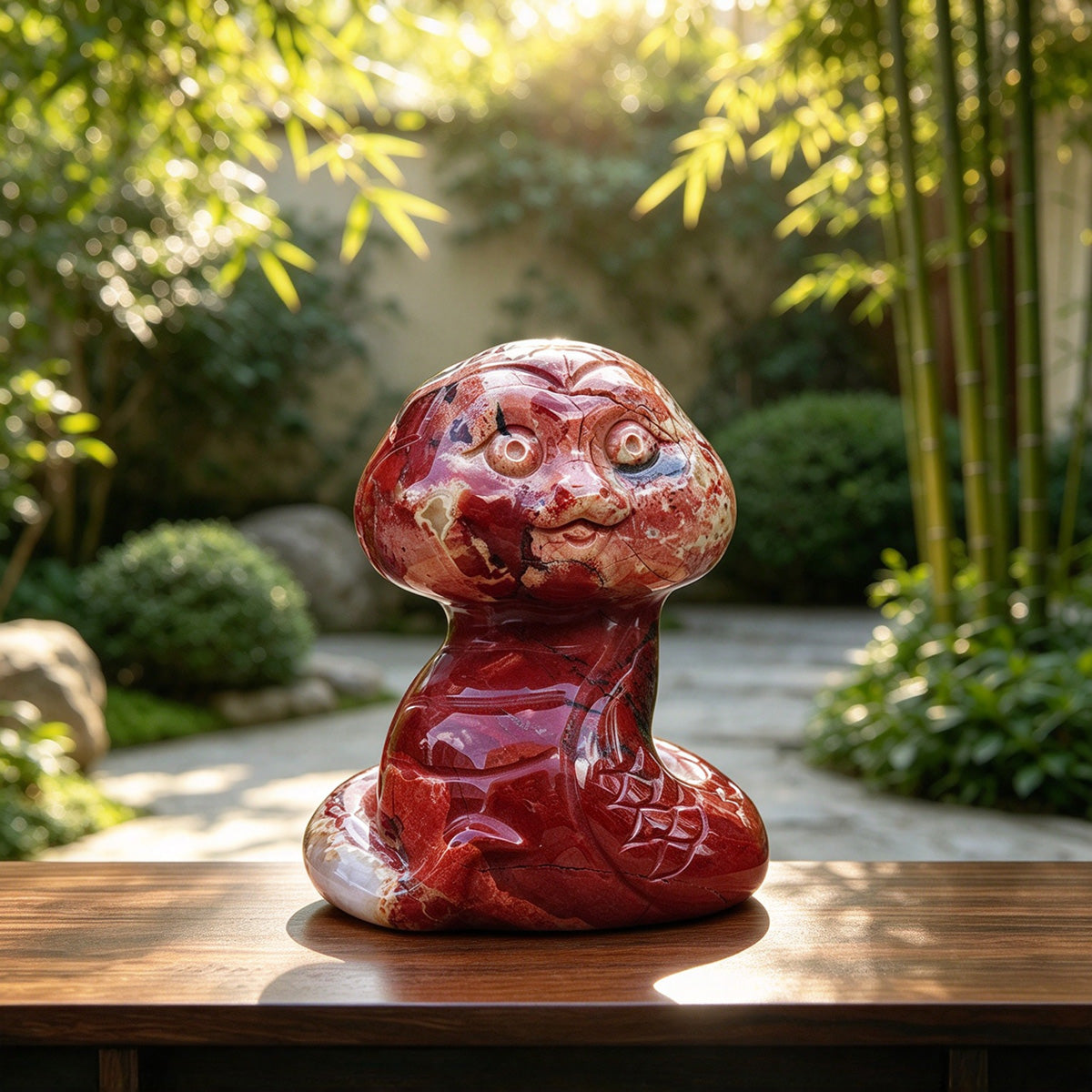 2.0" Red Jasper Snake Carving  #CHA0011