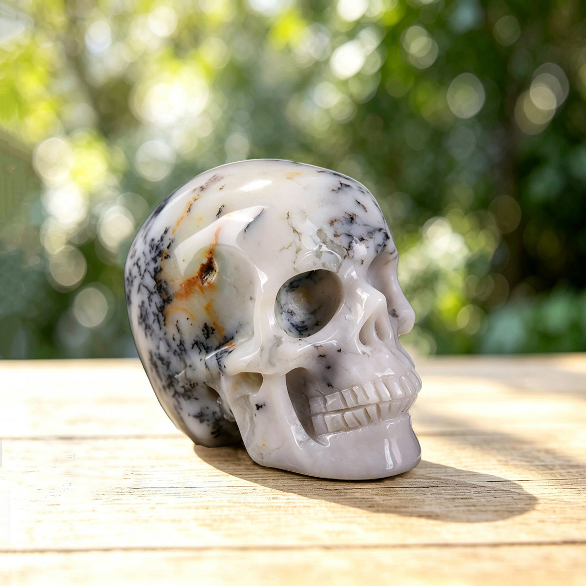 2.2" White Opal Crystal Skull Carving  #SKH22030