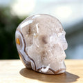 3.0" Red Crazy Lace Agate Human Skull Carving  #SKH30010
