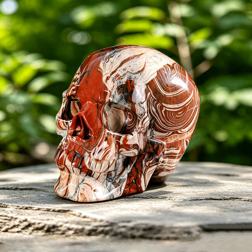 10.0" Red Jasper Huge Skull Carving  #SCS0004