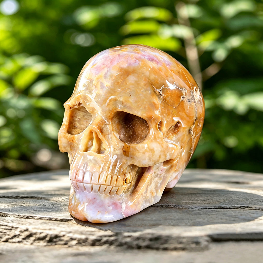 8.6" Chalcedony Jasper Skull Carving  #SCS0008