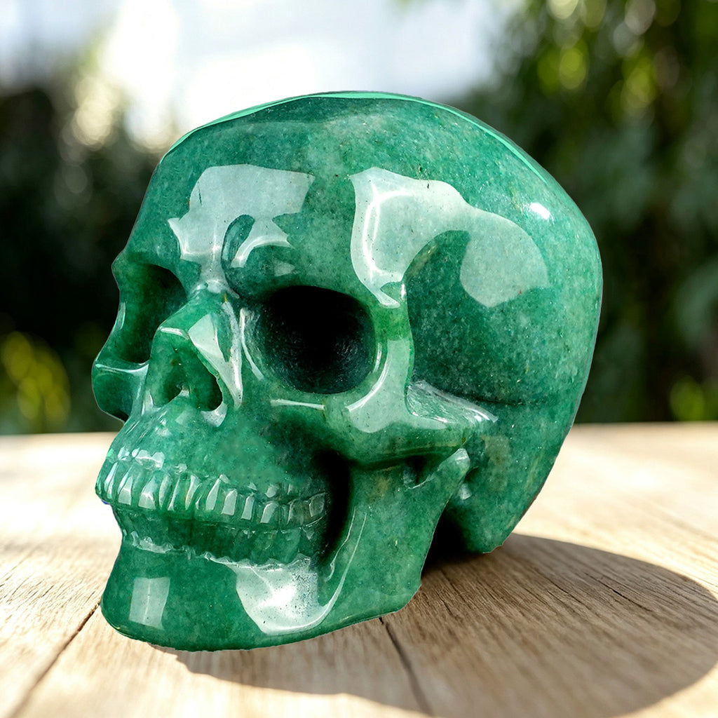 4.5" Green Aventurine Crystal Skull Carving  #SKHGA4501