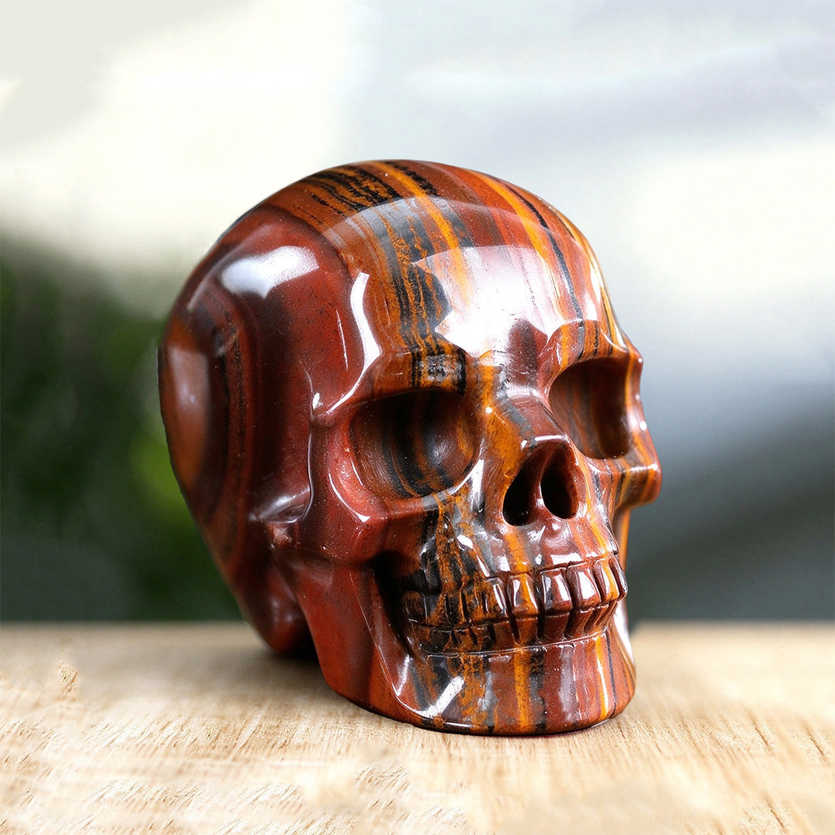 3.0" Tiger Iron Crystal Skull Carving  #SKH30108