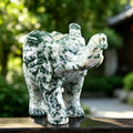 6.3" Moss Agate Elephant Carving  #CTC0019
