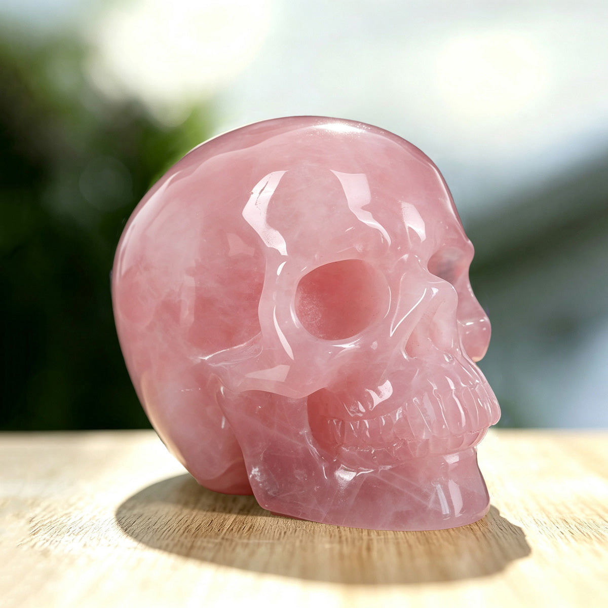 3.0" Rose Quartz Crystal  Skull Carving  #SKH30037