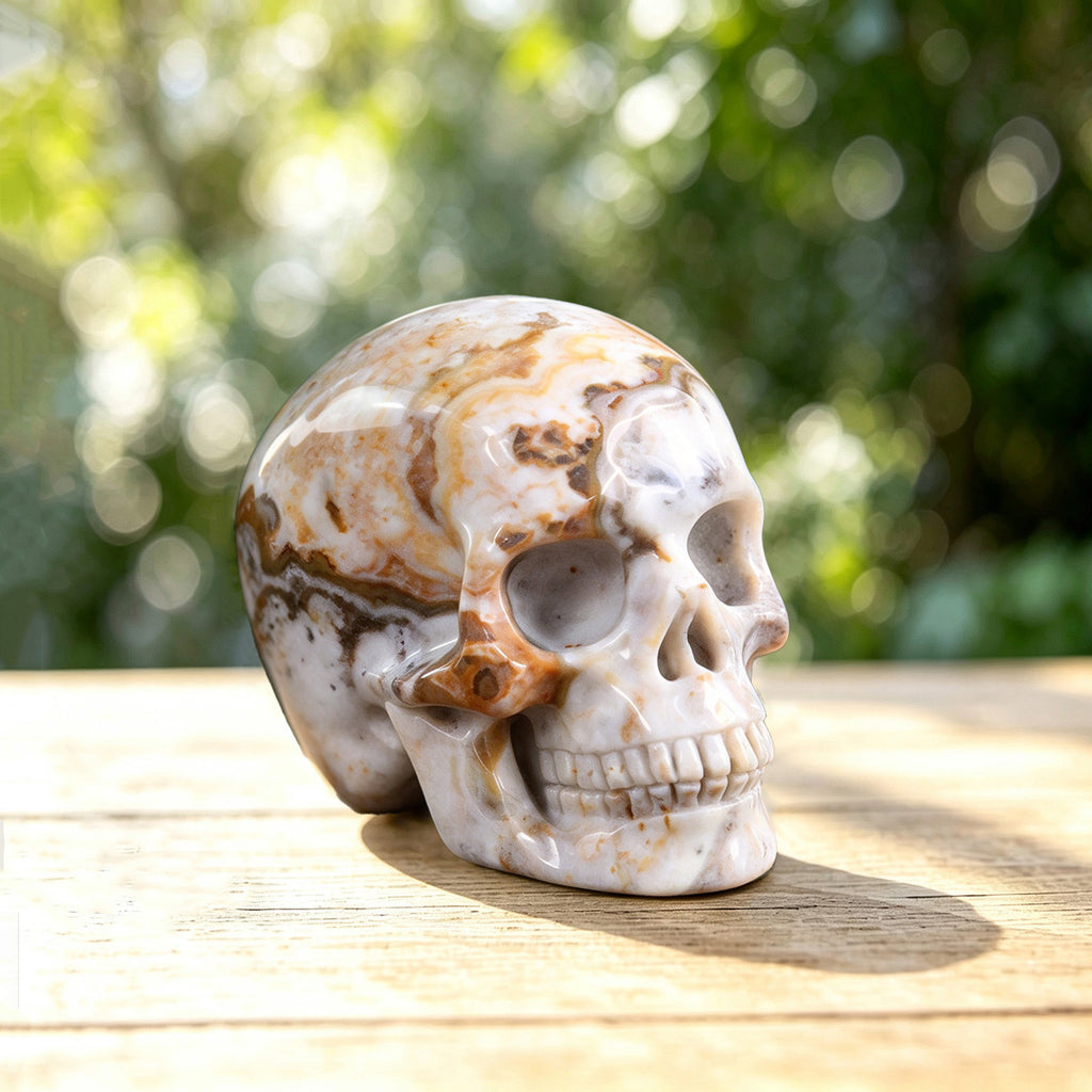 2.2" Red Lace Agate Crystal Skull Carving  #SKH22045