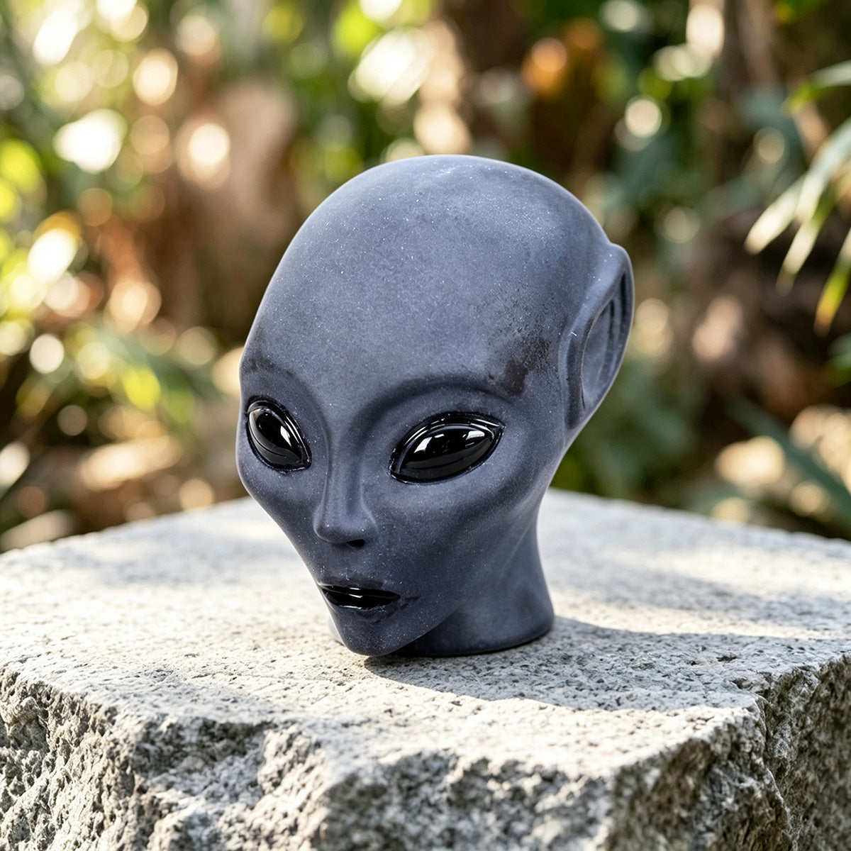 3.5" Black Obsidian Elf Alien Skull Carving  #CSC0001