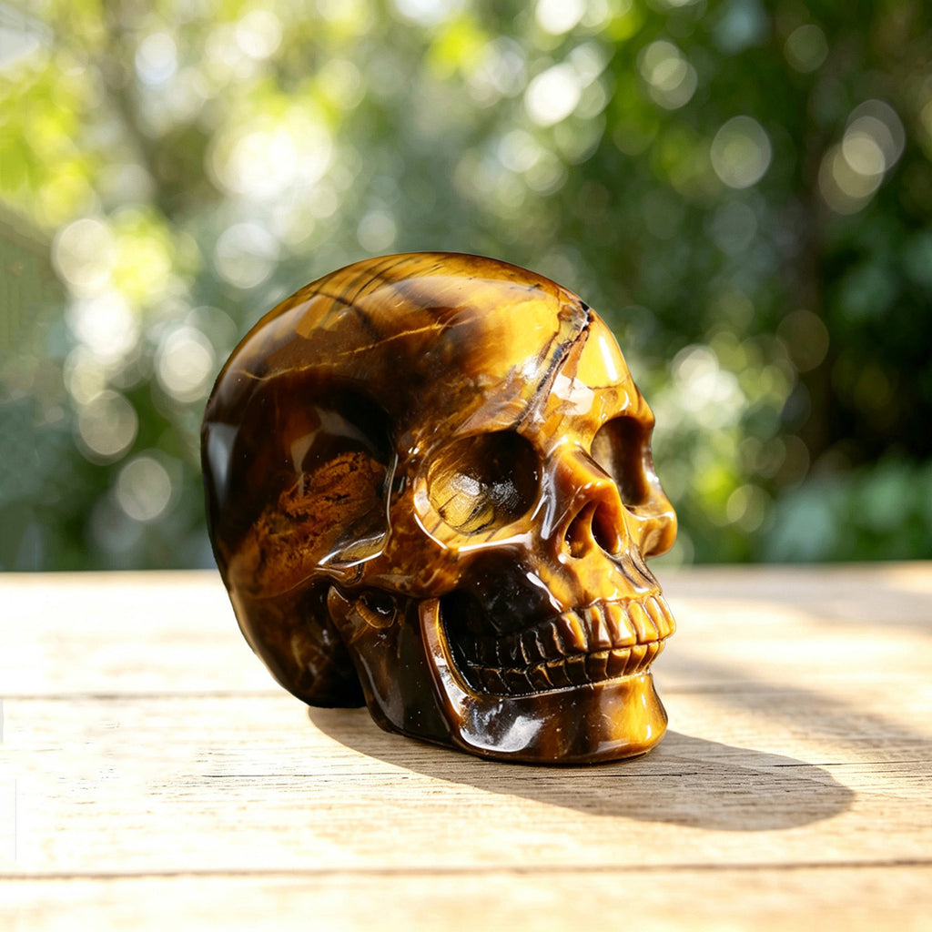 2.2" Tiger Eye Crystal Skull Carving  #SKH22039