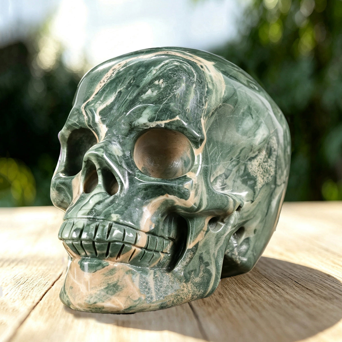 4.5" Nine Dragon Jade Crystal Skull Carving  #SKH45013