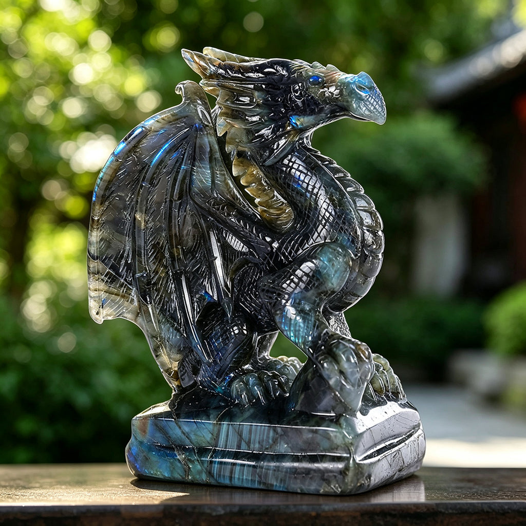 4.3" Labradorite Pterosaur Carving  #CTC0013
