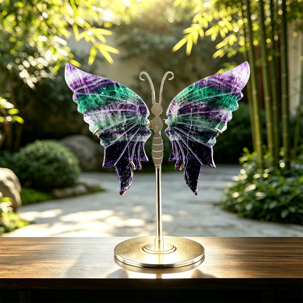 5.0" Fluorite Butterfly Wings Carving  #CHA0003