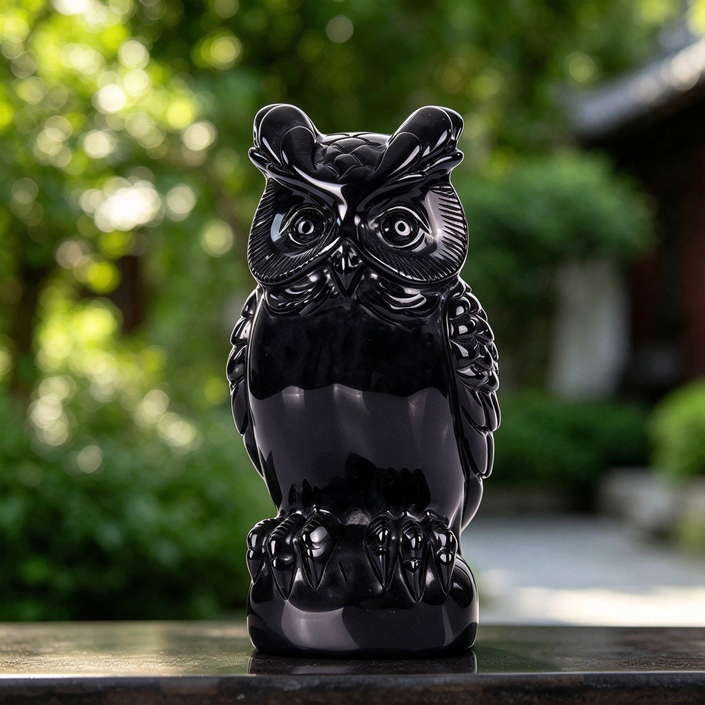 2.8" Black Obsidian Owl Carving  #CTC0052