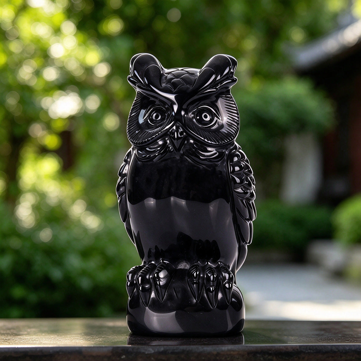 2.8" Black Obsidian Owl Carving  #CTC0052