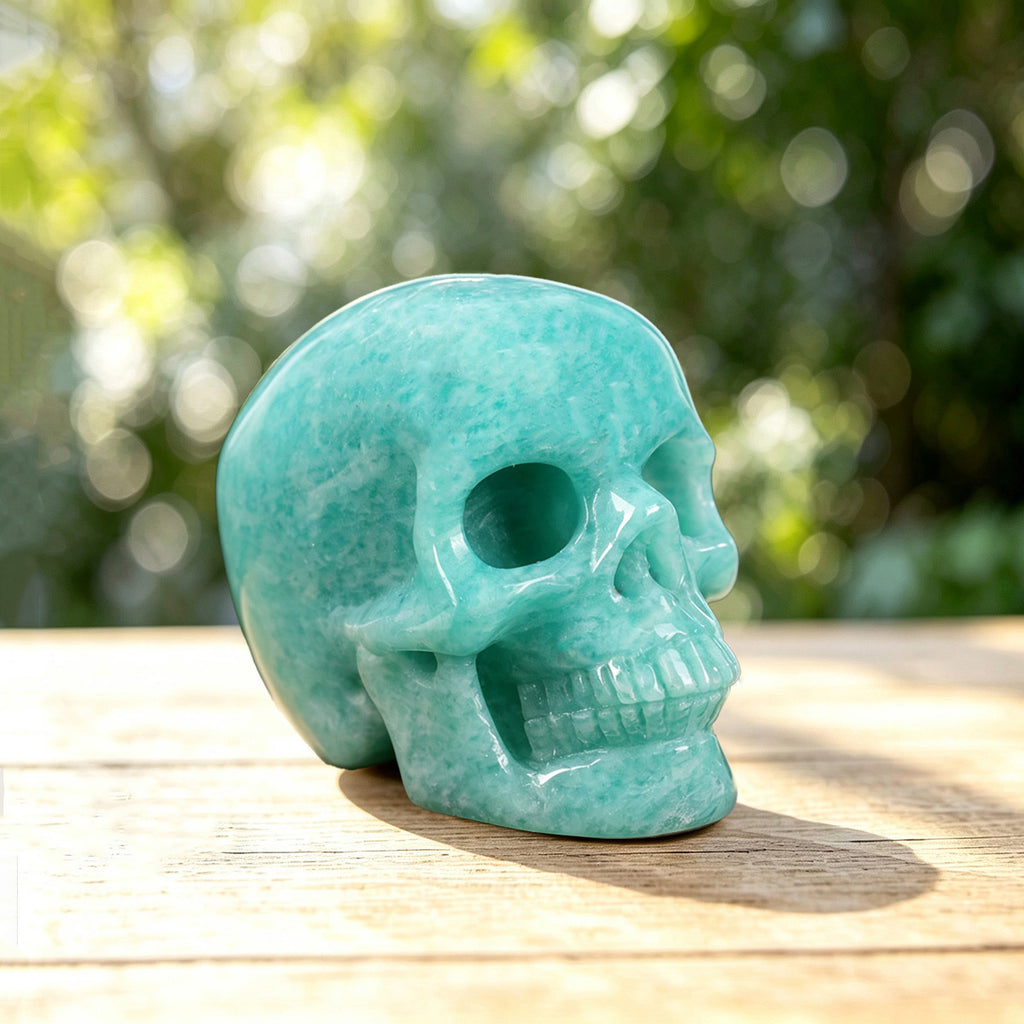 2.2" Amazonite Crystal Skull Carving  #SKH22034