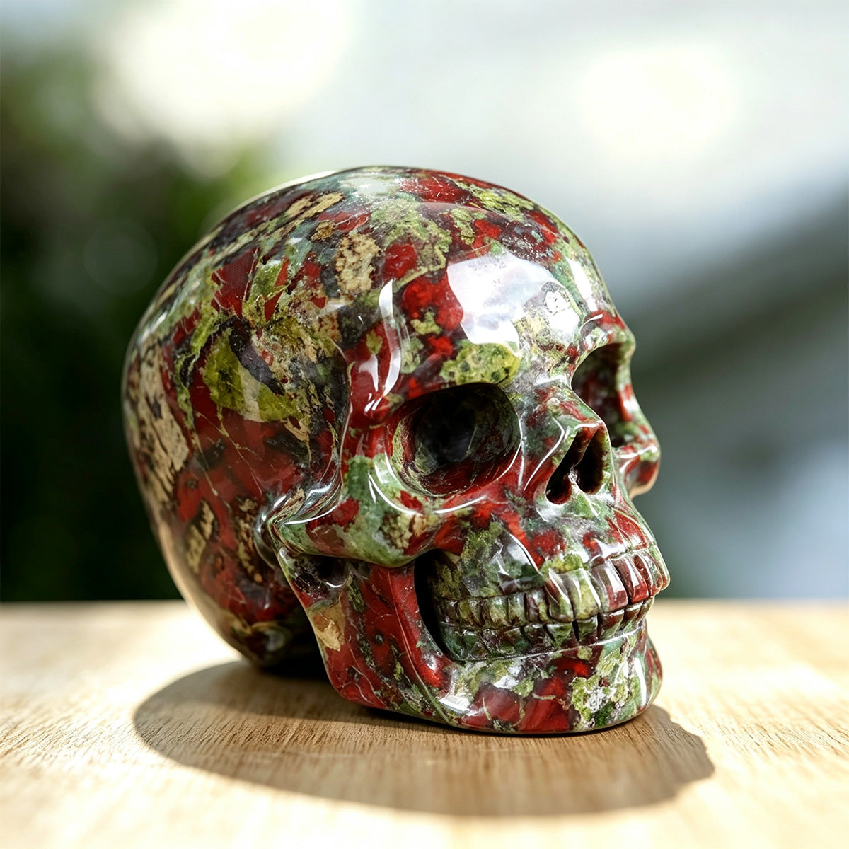 3.0" Dragon Blood Jasper Crystal Skull Carving  #SKHDB3001