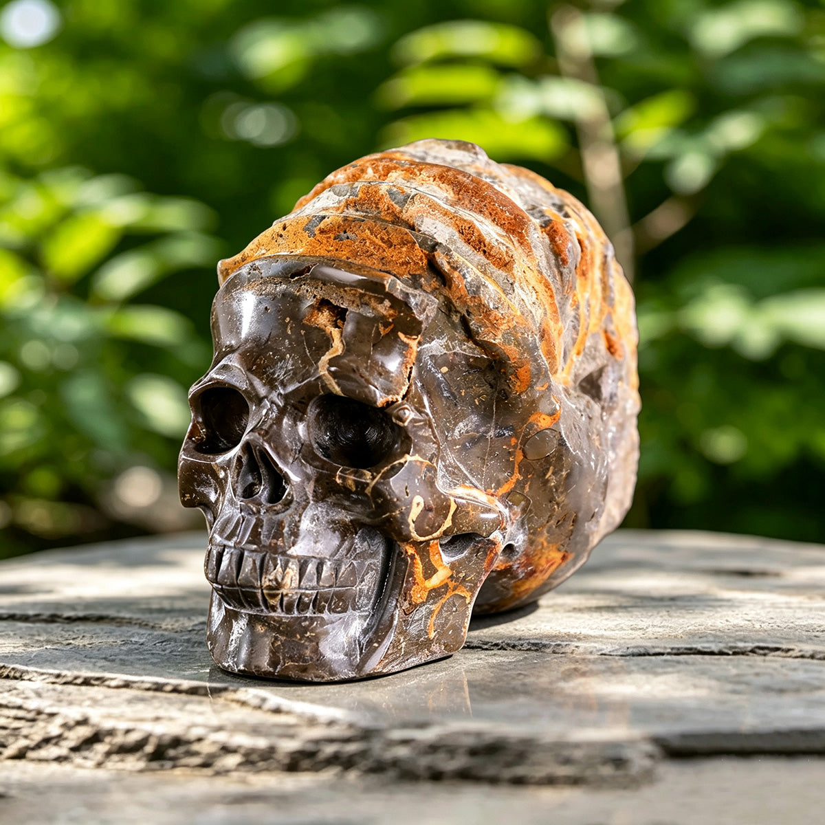 5.6" Snail Spiral Fossil Skull Carving  #SCS0001