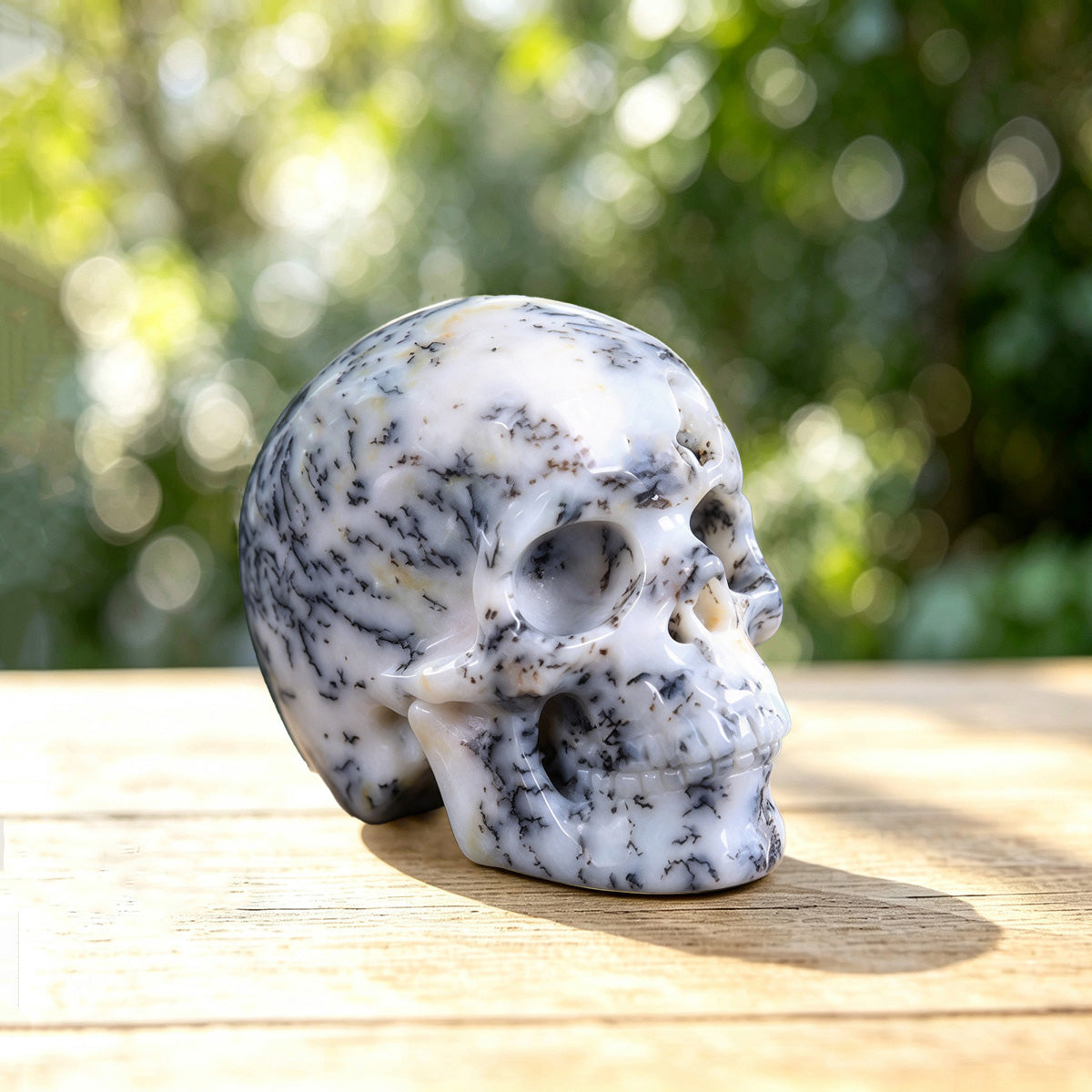 2.2" White Opal Crystal Skull Carving  #SKH22044
