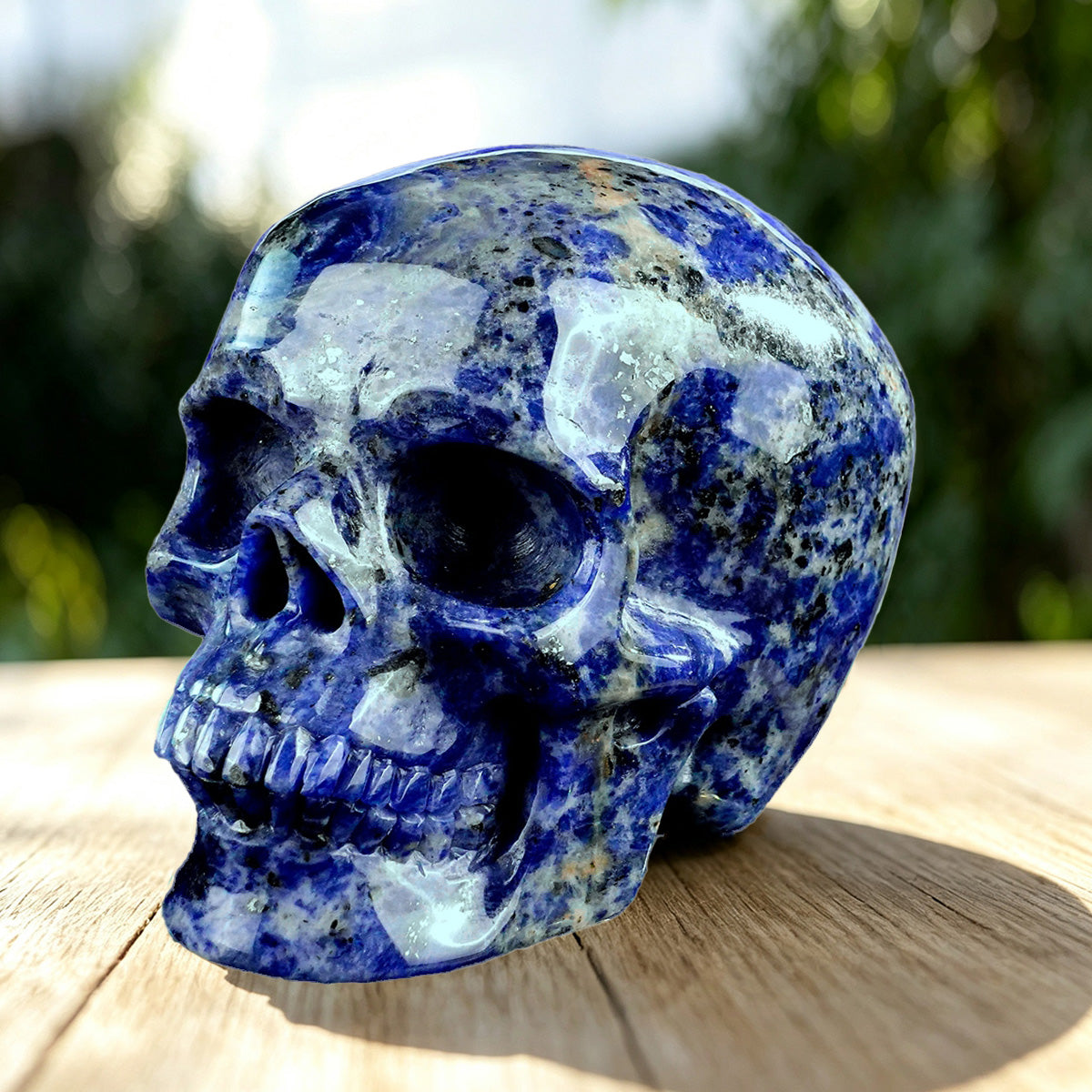 4.5" Sodalite Human Crystal Skull Carving  #SKHSL4501