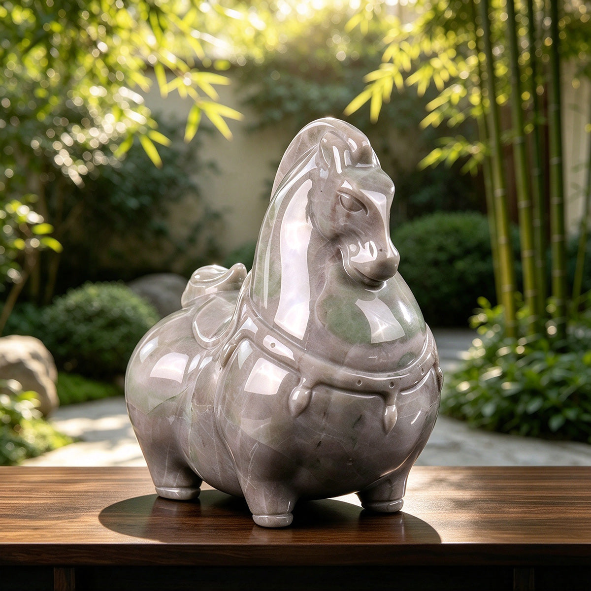 2.7" Jiulong Jade Tang Horse Carving  #CHA0025