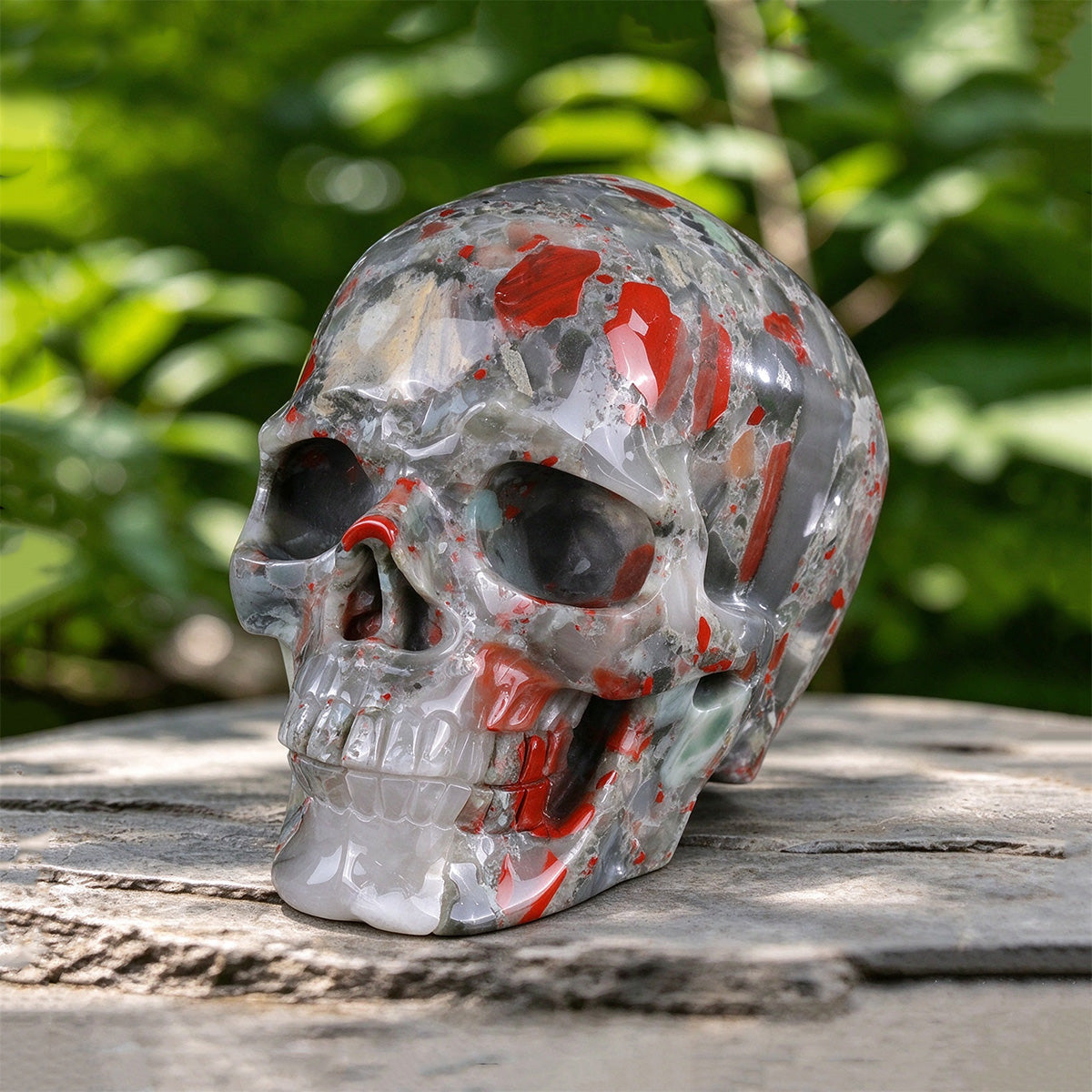 6.8" African Bloodstone Crystal Skull Carving  #SCS0026