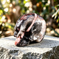 2.8" Red Crazy Lace Agate Jawless skull Carving  #CSC0012