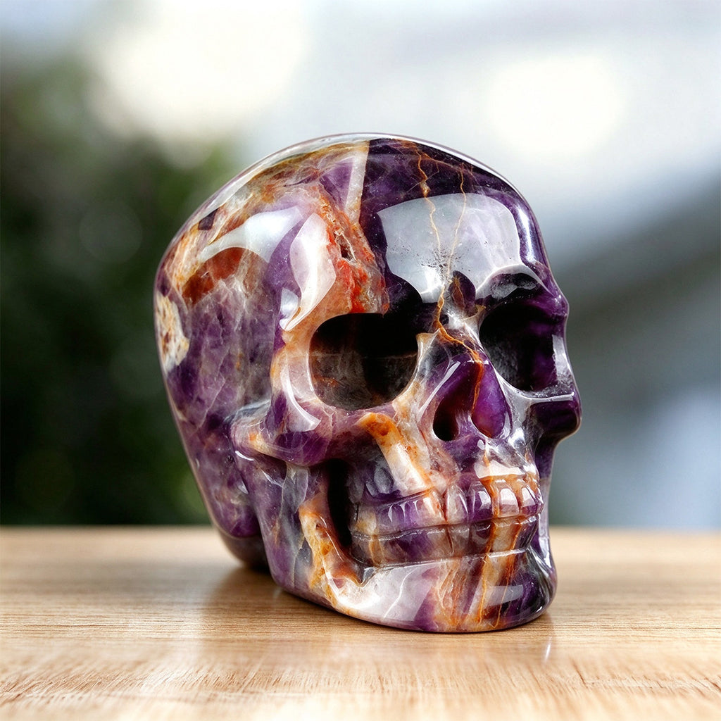 3.0" Dream Amethyst Crystal Skull Carving  #SKH30082