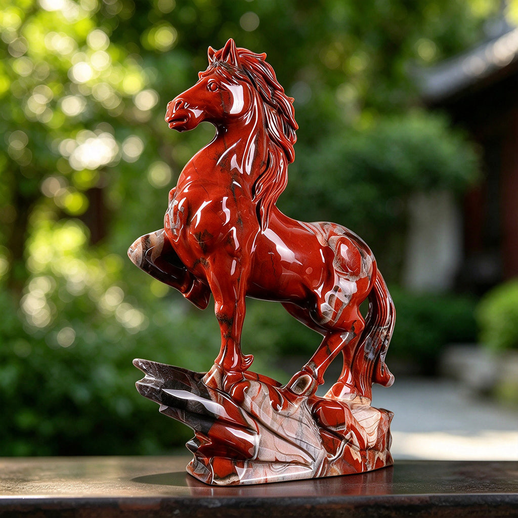 8.5" Red Jasper Standing Horse Carving  #CTC0047