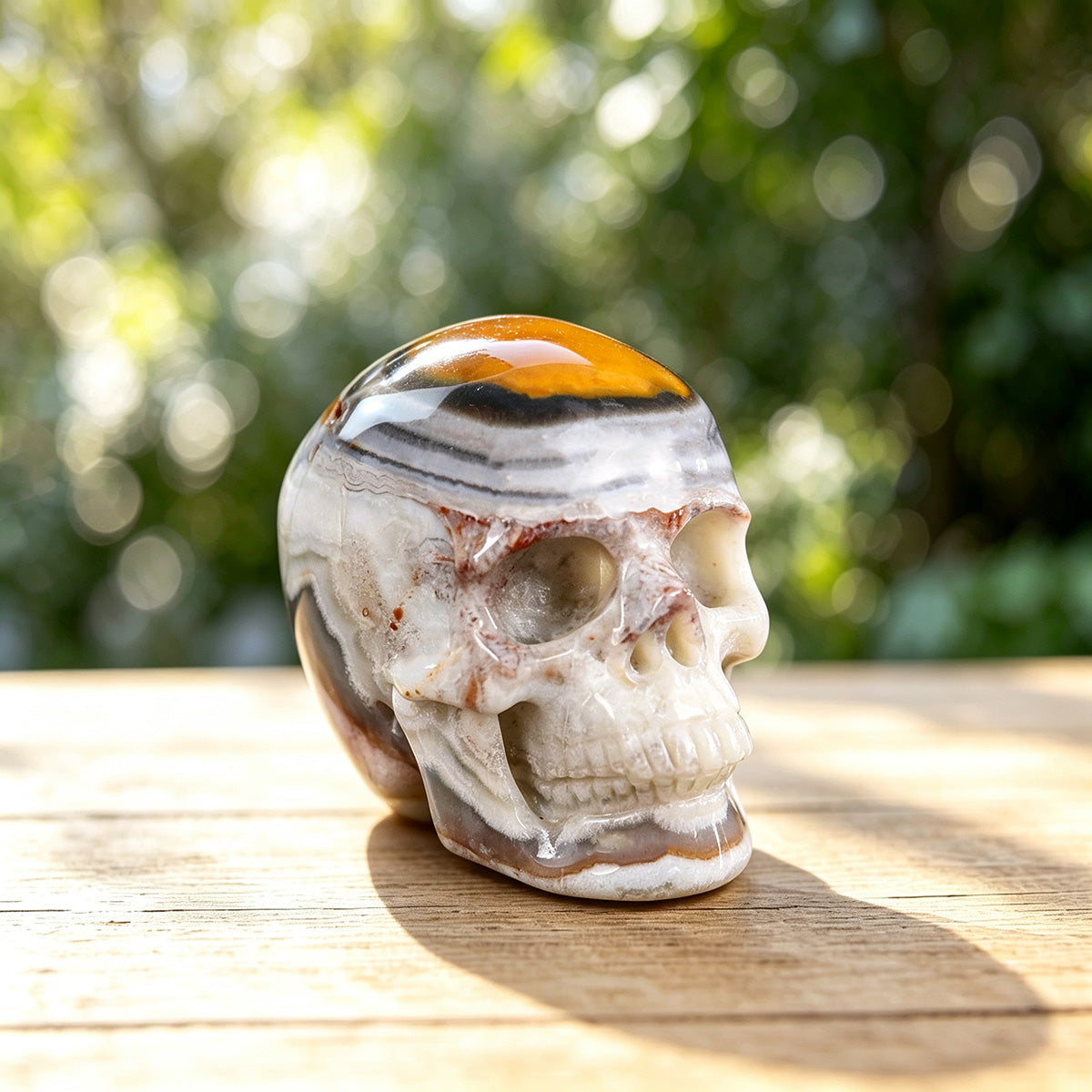 2.2" Red Crazy Lace Agate Human Skull Carving  #SKH22010