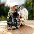 4.5" Red Crazy Lace Agate Crystal Skull Carving  #SKH45018