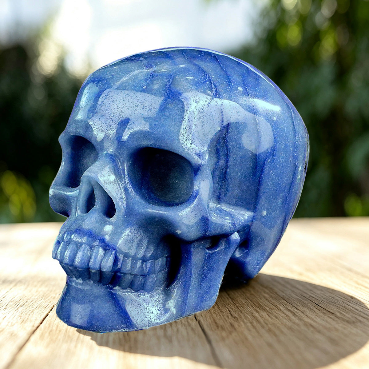4.5" Blue Aventurine Crystal Skull Carving  #SKHBL4501