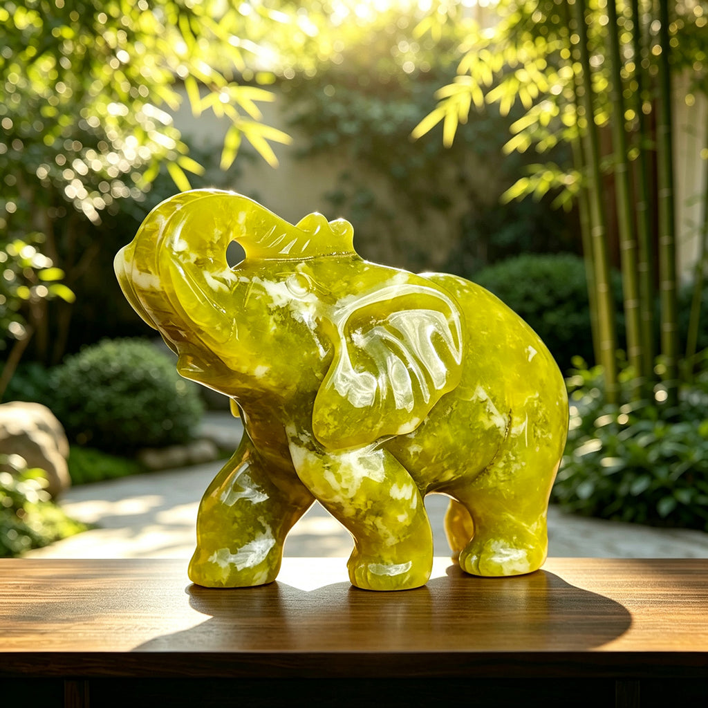 2.2" Xiuyan Jade Elephant Carving  #CHA0014