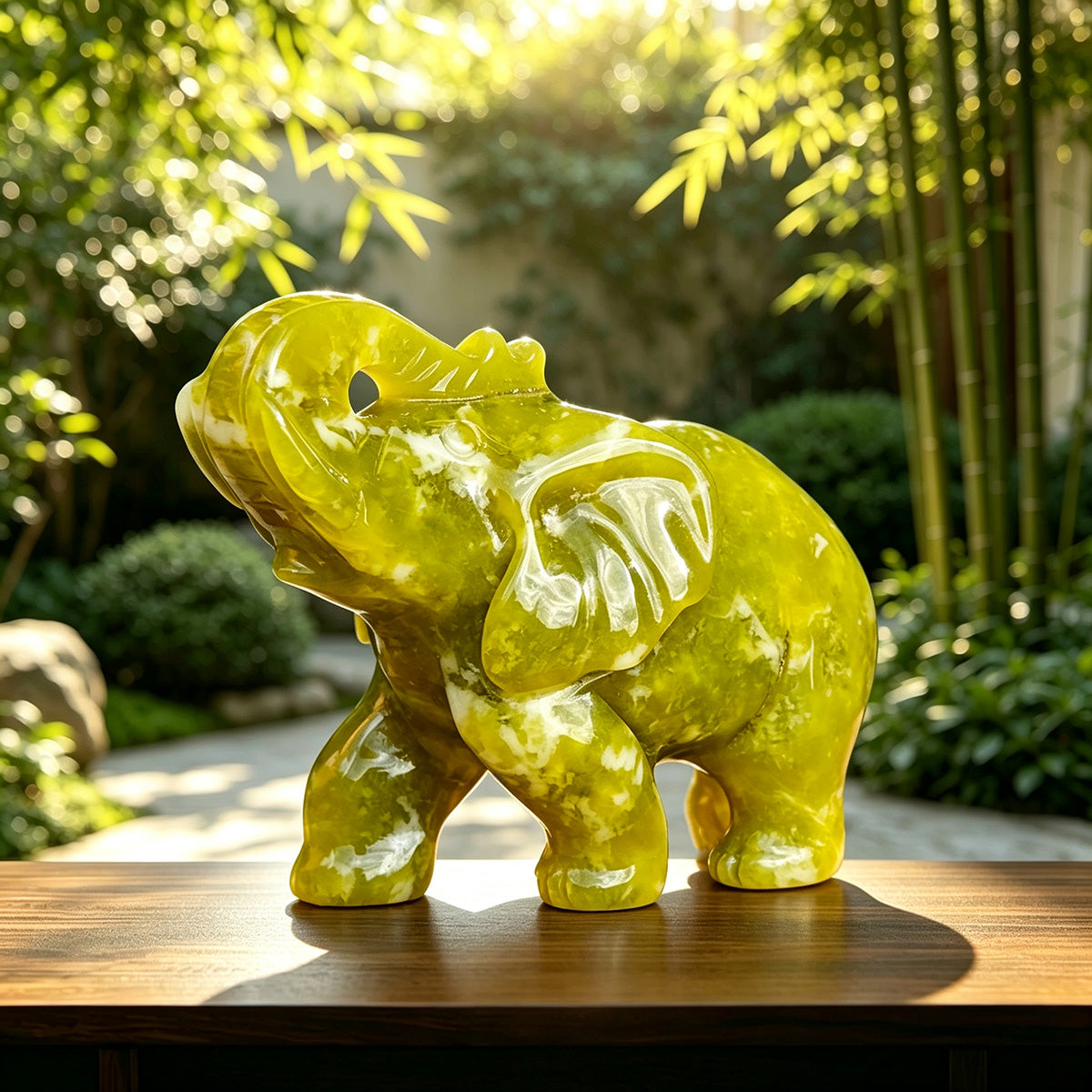 2.2" Xiuyan Jade Elephant Carving  #CHA0014