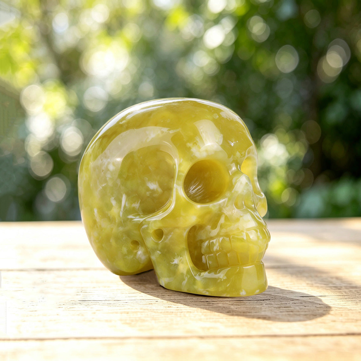 2.2" Xiuyan Jade Crystal Skull Carving  #SKH22055
