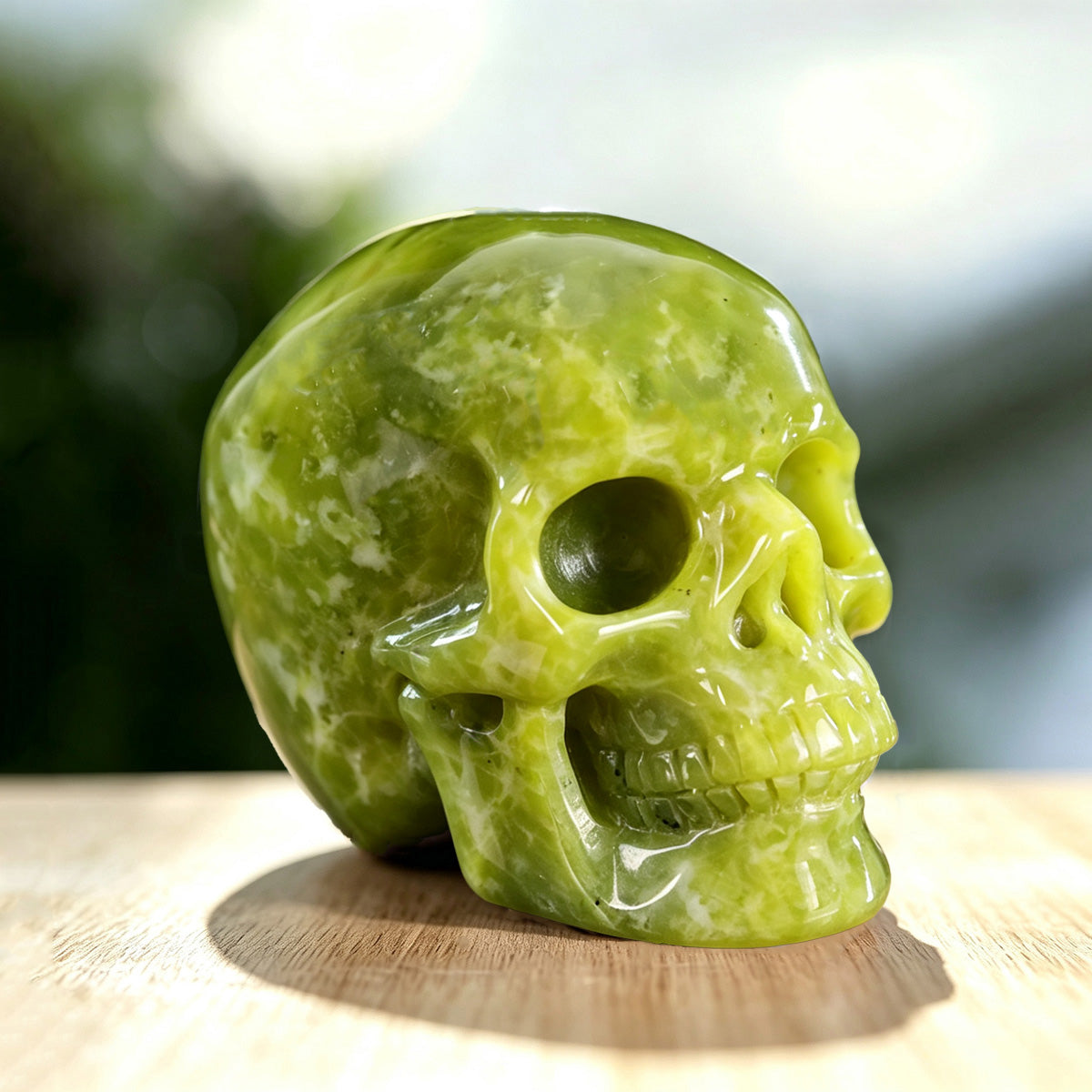 3.0" Xiuyan Jade Crystal Skull Carving  #SKH30067