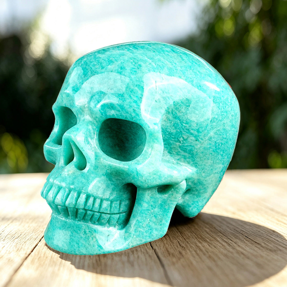 4.5" Amazonite Crystal Skull Carving  #SKHAA4501