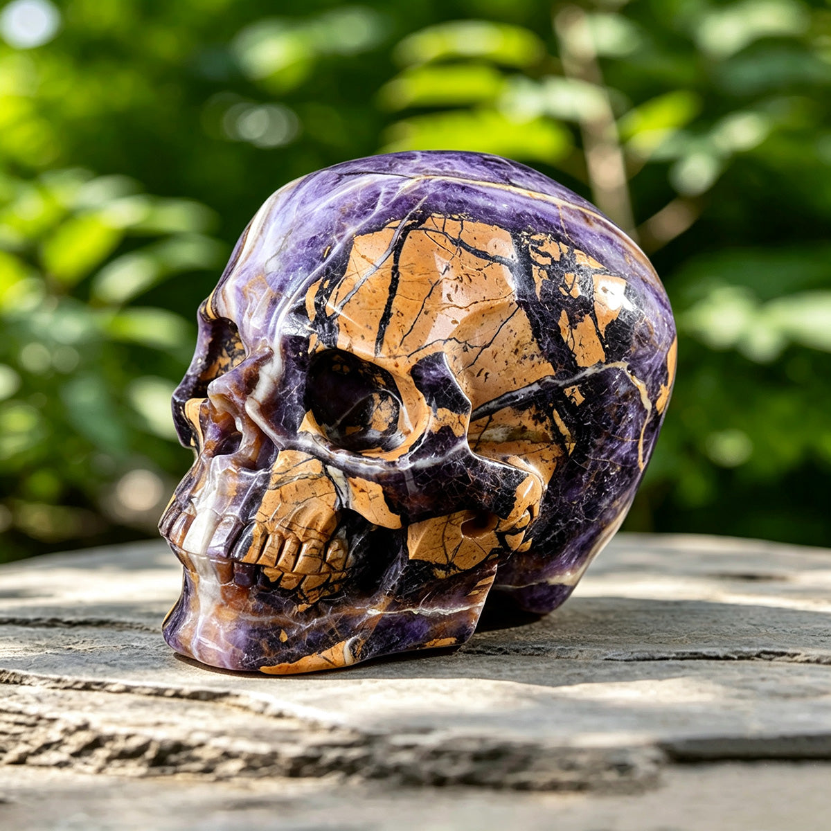 9.2" Purple Fluorite Human Skull Carving  #SCS0014