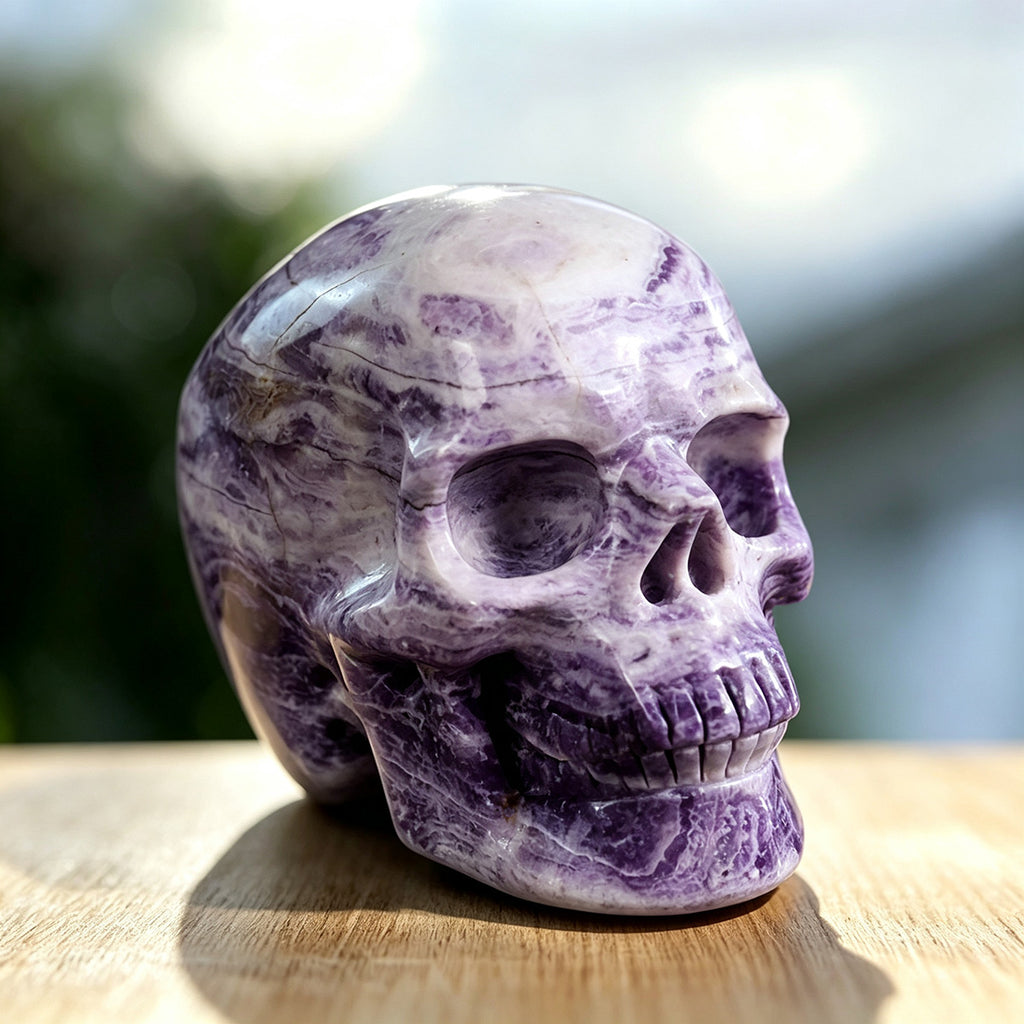 3.0" Purple Malachite Human Skull Carving  #SKH30008