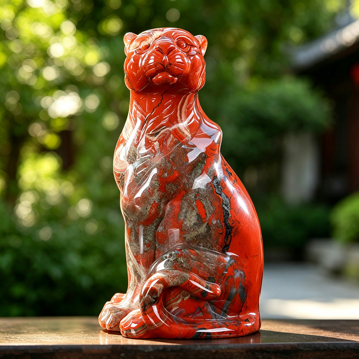 5.0" Red Jasper Leopard Carving  #CTC0011