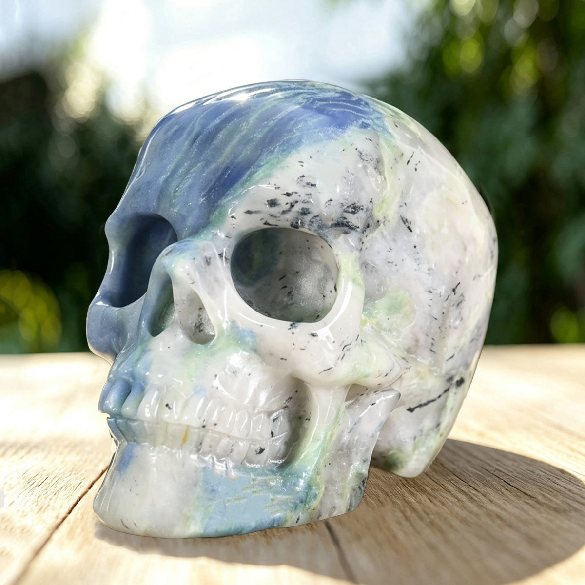 4.5" Blue Aventurine Crystal Skull Carving  #SKH45012