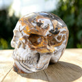 4.5" Red Crazy Lace Agate Human Skull Carving  #SKH45004