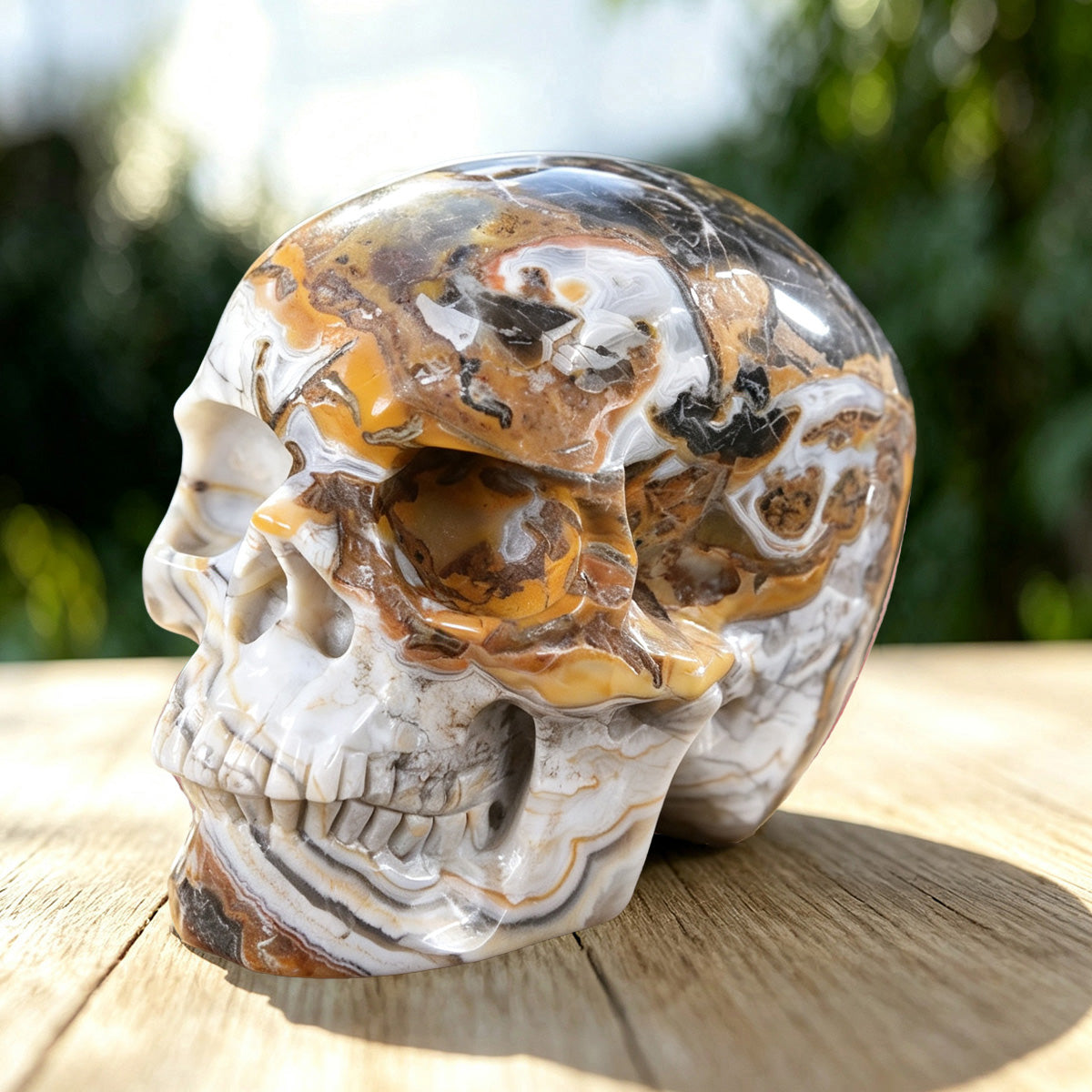 4.5" Red Crazy Lace Agate Human Skull Carving  #SKH45004